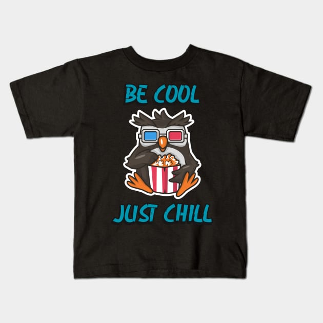 Be cool just chill owl illustration design Kids T-Shirt by Wolf Clothing Co